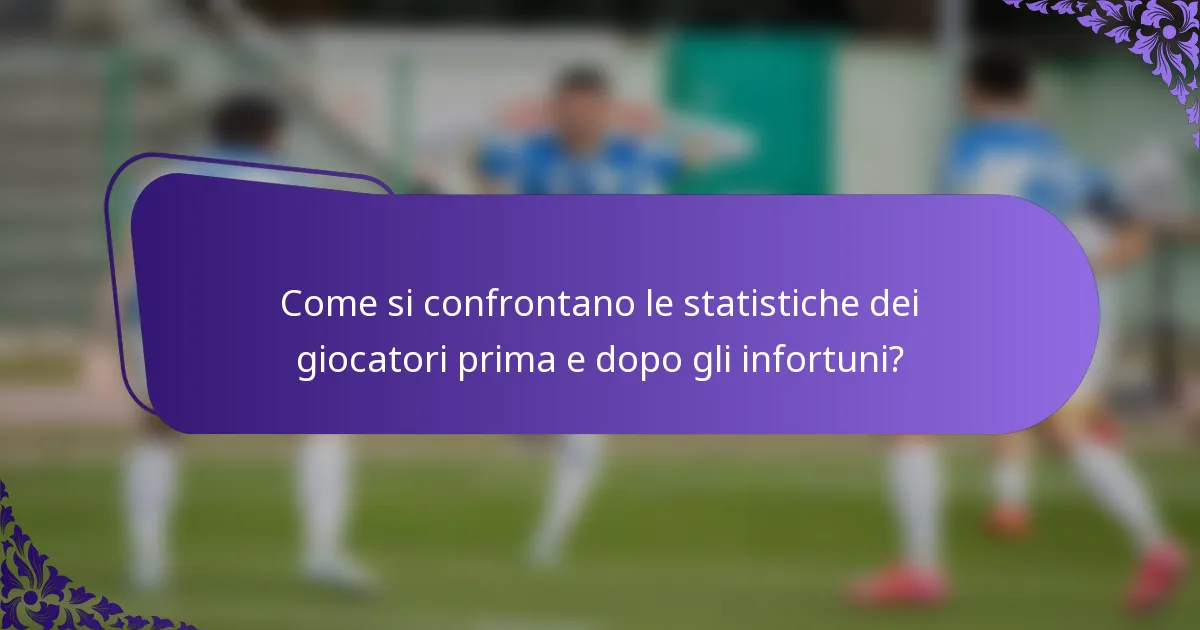 Come si confrontano le statistiche dei giocatori prima e dopo gli infortuni?
