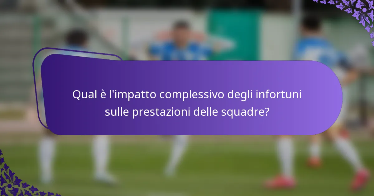 Qual è l'impatto complessivo degli infortuni sulle prestazioni delle squadre?