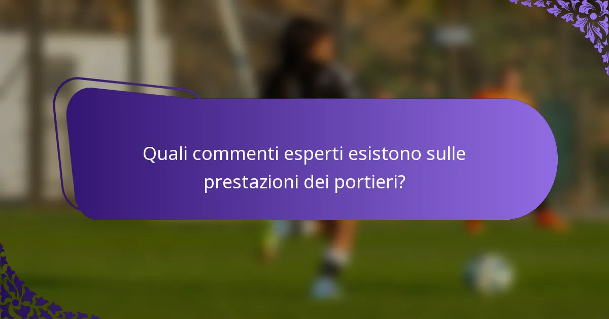 Quali commenti esperti esistono sulle prestazioni dei portieri?